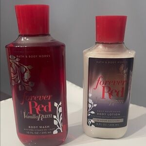 Bath & Body Works Forever Red Vanilla Rum Body Wash and Lotion